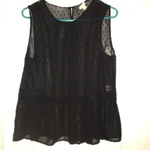 J.crew sleeveless flounced top Swiss dot shirt